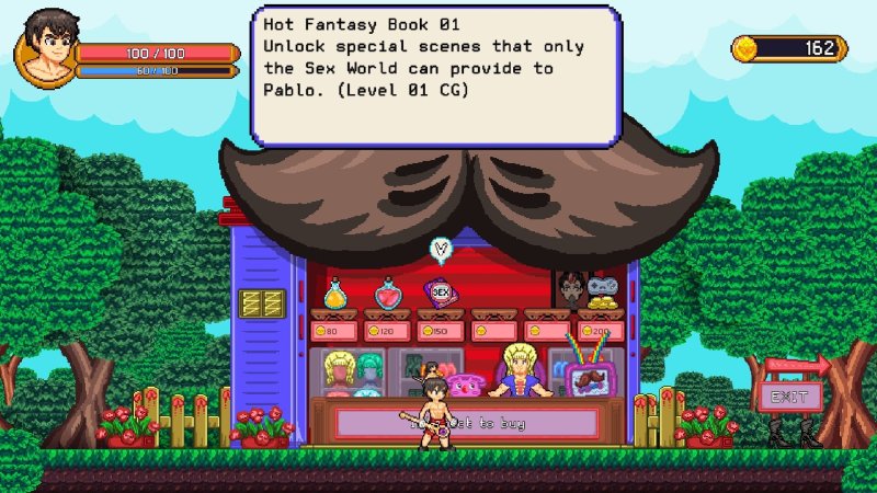 Dialog zu einer Quest im Pixelabenteuer in der Nähe eines Dorfs – Boyfriend's Rescue.