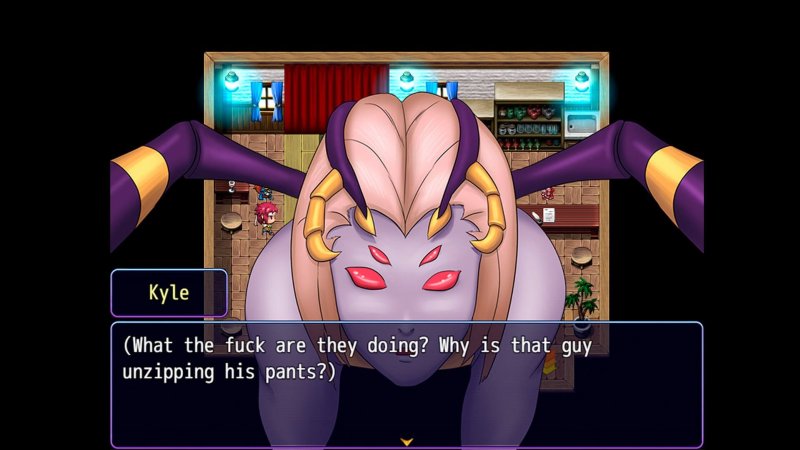 Dialog und Figurenillustration im Furry-Rollenspiel – Cumming Hotel.