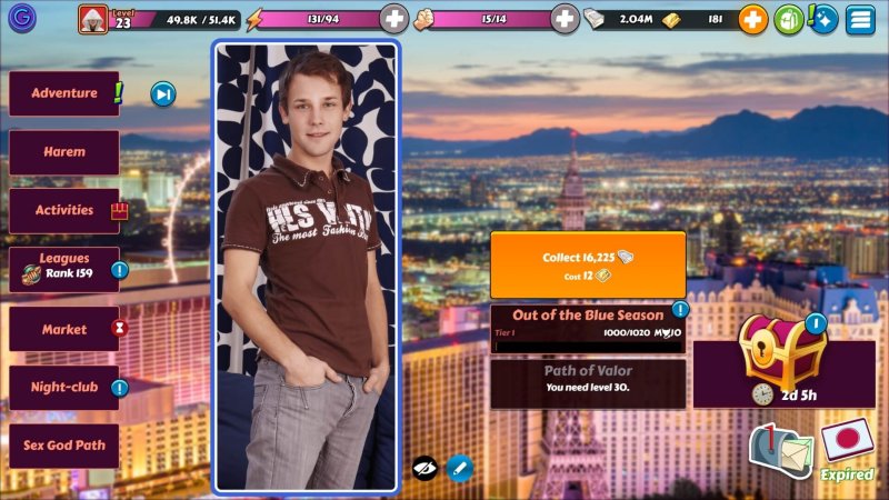 Profil eines männlichen Darstellers und Aktivitätsansicht – Gay Pornstar Harem.