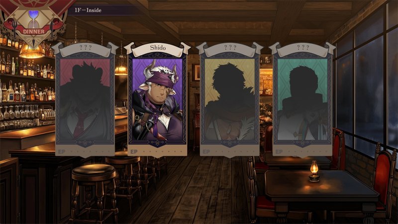 Innenraum einer Fantasytaverne mit Figurenauswahl – Norn's Dine.