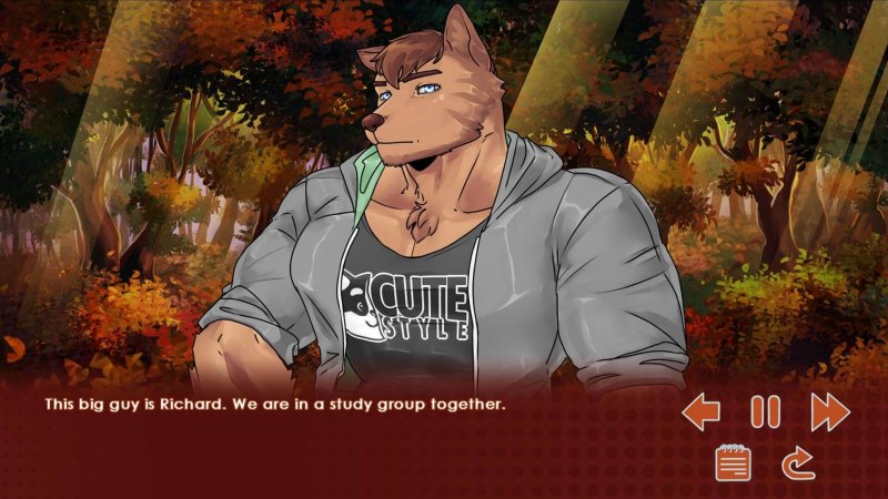 Männlicher anthropomorpher Wolf in Jeansjacke während eines Dialogs – Run, Kitty!