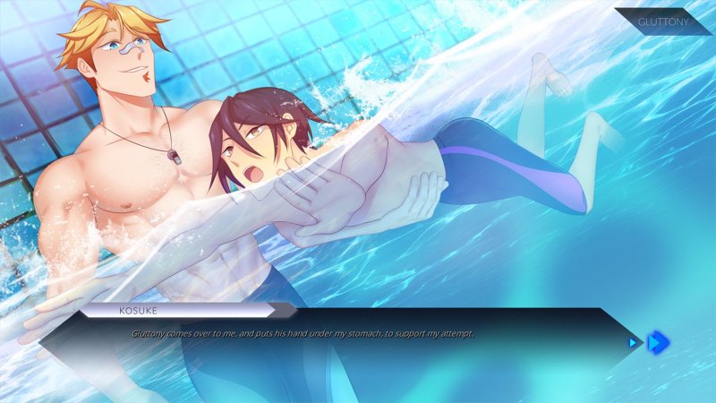 Zwei männliche Animefiguren umarmen sich am Wasser – Sinsations.
