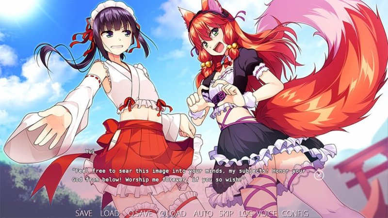 Zwei Fantasy-Schreinfiguren in einer Spielwerbeillustration – Trap Shrine.