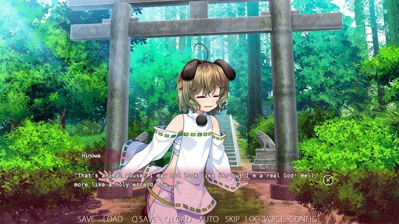 Schreinhof und Figurenbild einer Visual Novel – Trap Shrine.