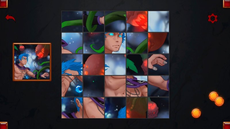 Schiebepuzzle mit einer männlichen Figurenillustration – Villain Project.